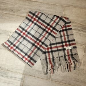 Shepherds Land Scarf Men's Grey 100%Lambswool Plaid Tartan Fringe Formal Classic